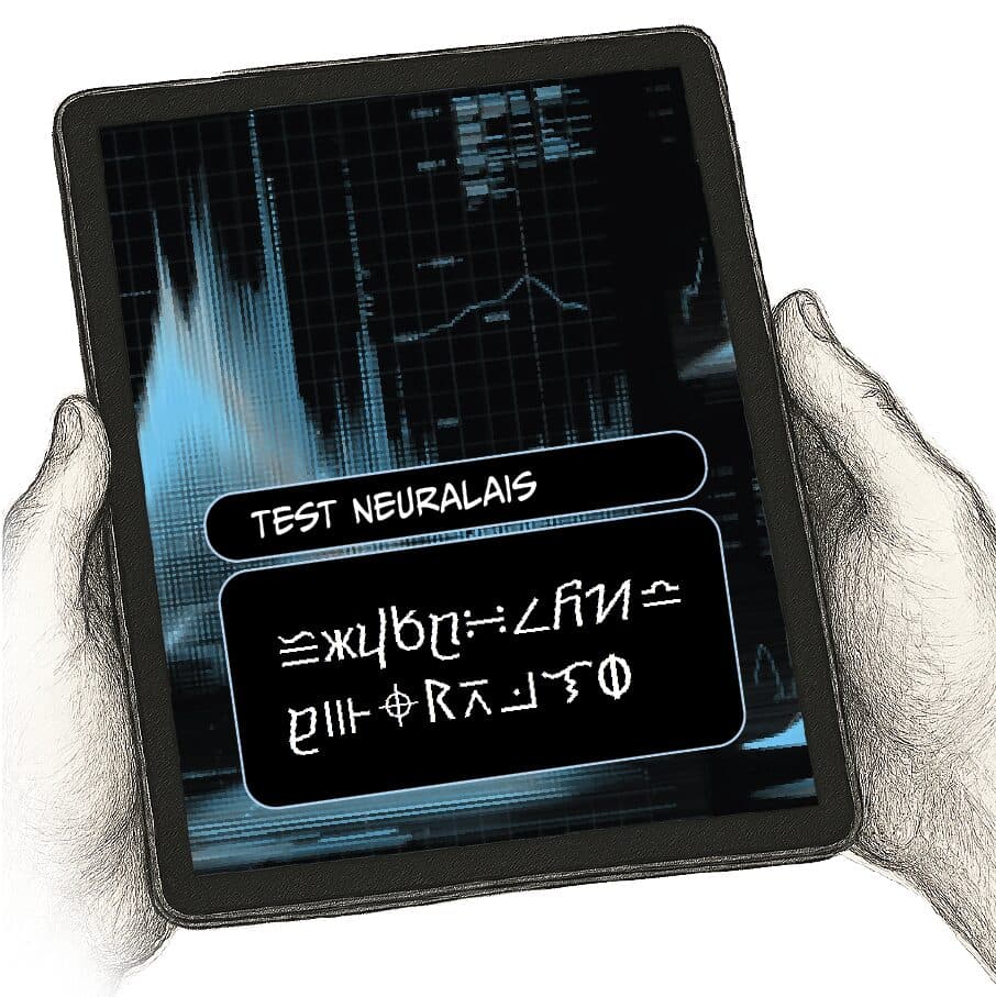 Une tablette affiche un test en neuralais